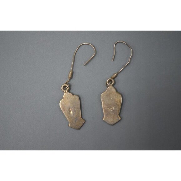 Sterling Silver Drop Earrings Carved Fish on Hooks 6.3 g Sterling 925 2" - Picture 2 of 6